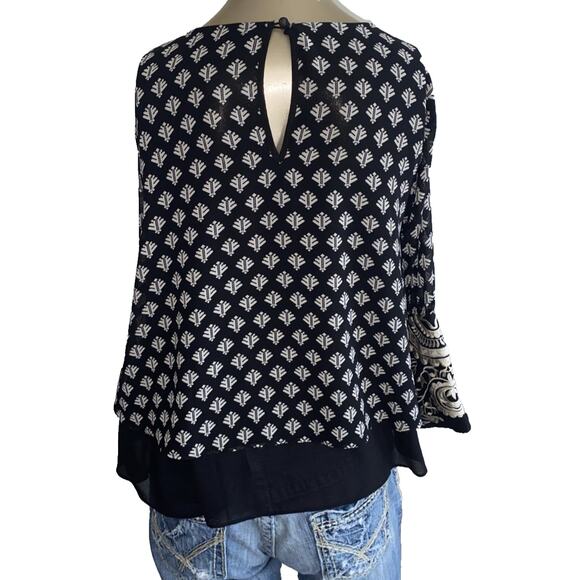 Khaadi West Loose Top Blouse 14 Regular Fitted Sleeve Button Embroidered Boho - Picture 4 of 10